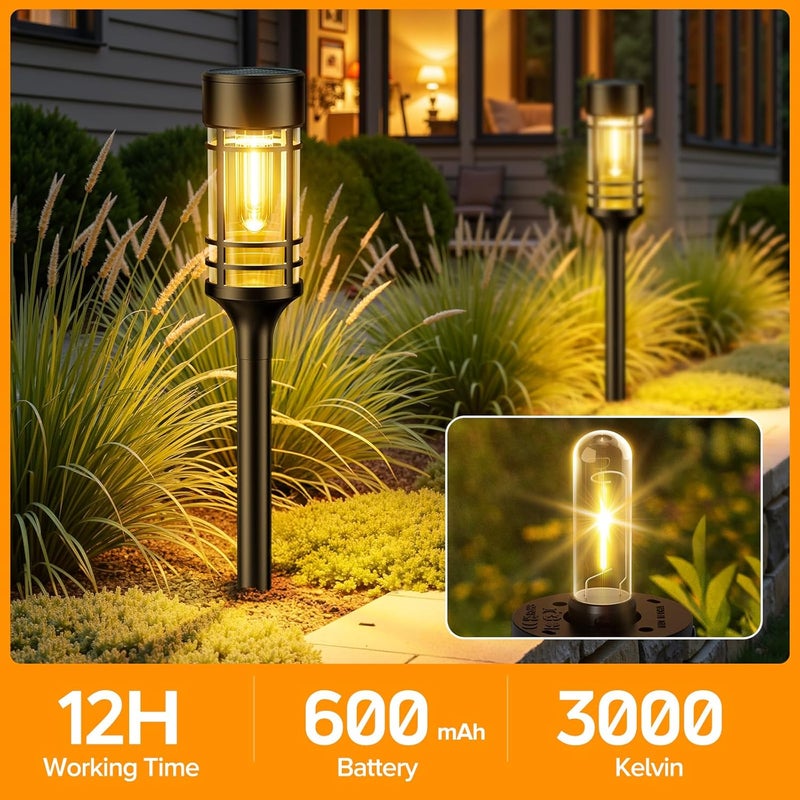 LET MY Solar Pathway Lights Outdoor, 2 Pack Solar Lights Outdoor Waterproof IP65, Bright Solar Garden Lights Outdoor, Auto On/Off Outdoor Solar Lights for Yard Walkway Driveway Landscape Garden Decor - Image 4